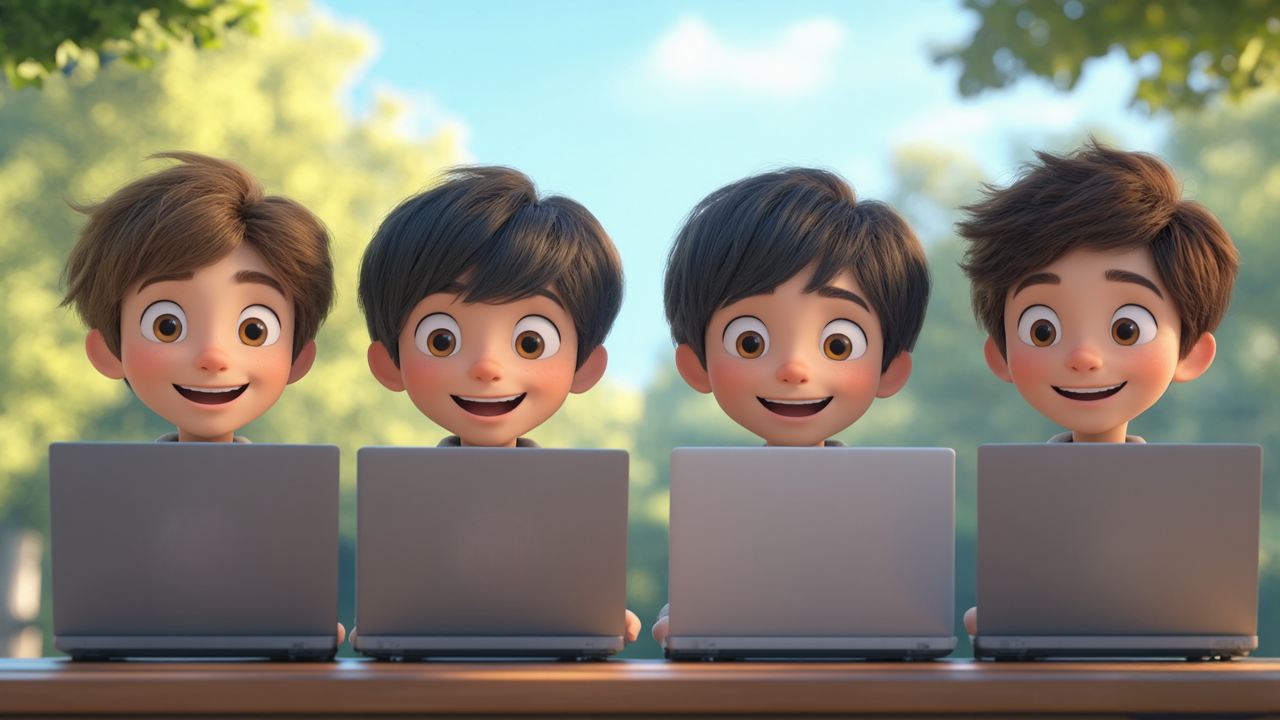 boys coding on laptop